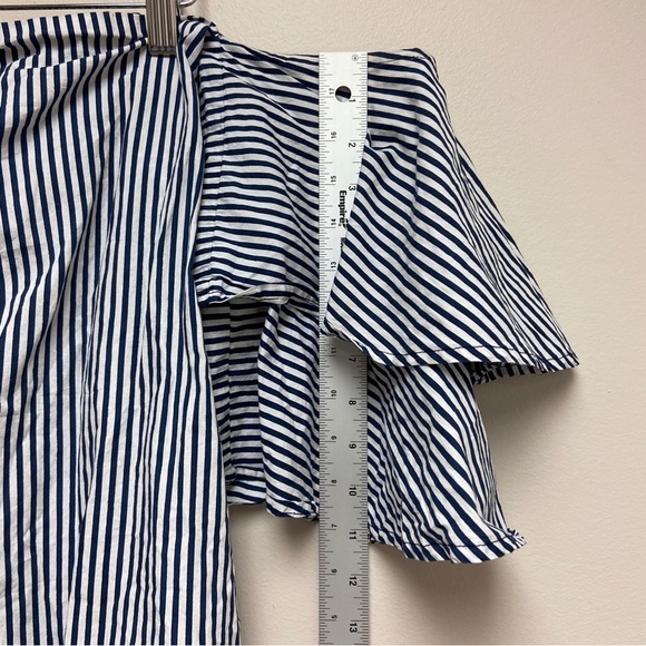 Faithfull the Brand Women Blue White Cotton House Top Louvre Stripe Print Size 2 - Picture 11 of 12